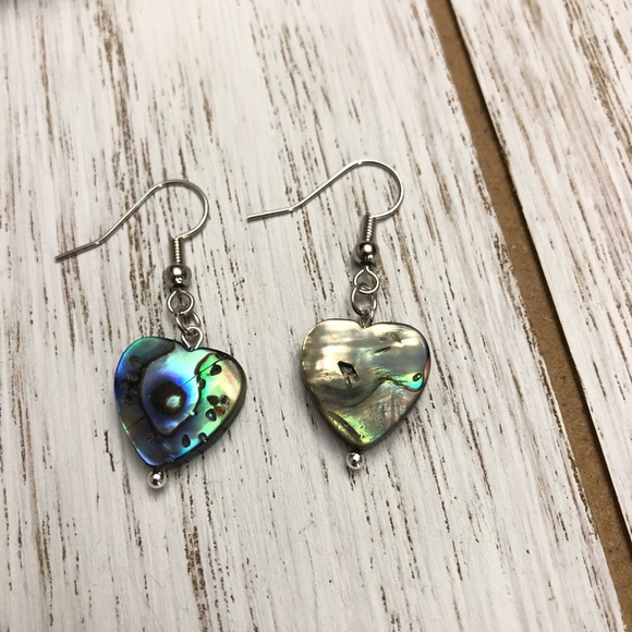 3 for $25 Abalone Shell Heart Earrings - Picture 2 of 3